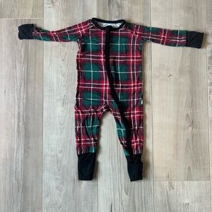 Little Sleepies Red and Green Plaid Footie